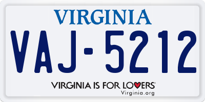 VA license plate VAJ5212