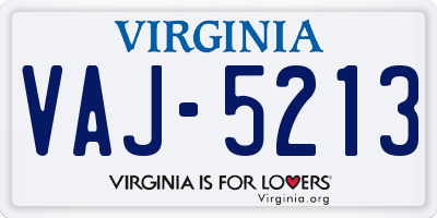 VA license plate VAJ5213
