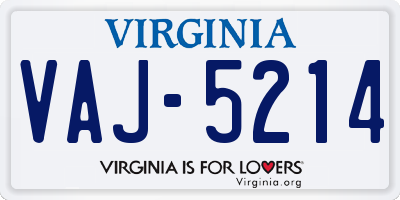 VA license plate VAJ5214