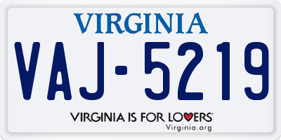 VA license plate VAJ5219
