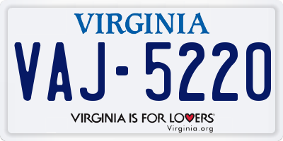 VA license plate VAJ5220