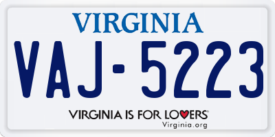 VA license plate VAJ5223
