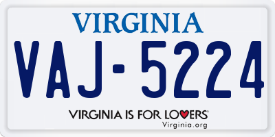 VA license plate VAJ5224