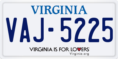 VA license plate VAJ5225