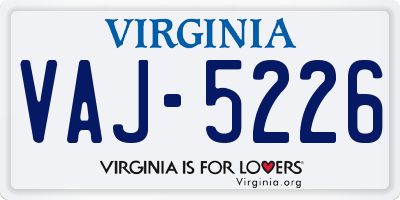 VA license plate VAJ5226