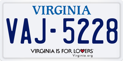 VA license plate VAJ5228