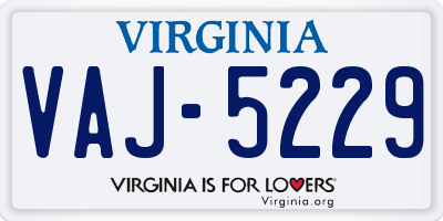VA license plate VAJ5229