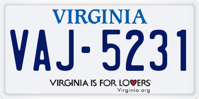 VA license plate VAJ5231