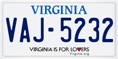 VA license plate VAJ5232