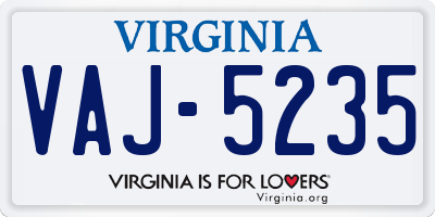VA license plate VAJ5235