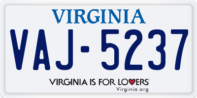 VA license plate VAJ5237