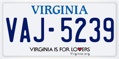 VA license plate VAJ5239