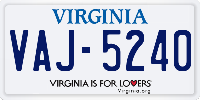 VA license plate VAJ5240