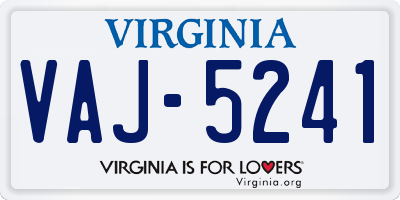 VA license plate VAJ5241