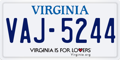 VA license plate VAJ5244