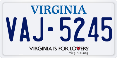 VA license plate VAJ5245