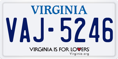 VA license plate VAJ5246