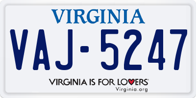 VA license plate VAJ5247
