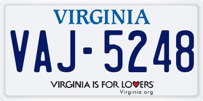 VA license plate VAJ5248