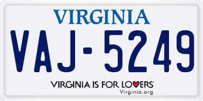 VA license plate VAJ5249