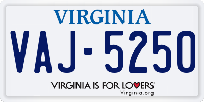 VA license plate VAJ5250