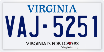 VA license plate VAJ5251
