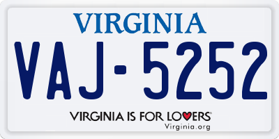 VA license plate VAJ5252