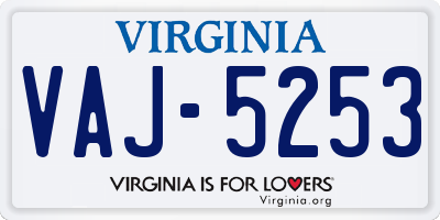 VA license plate VAJ5253