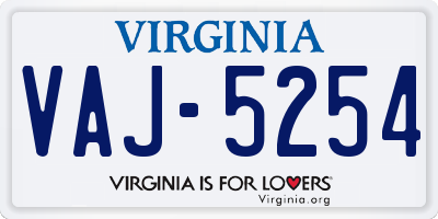 VA license plate VAJ5254