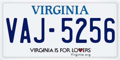 VA license plate VAJ5256