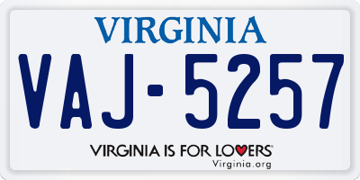VA license plate VAJ5257