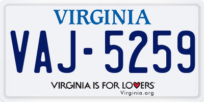 VA license plate VAJ5259