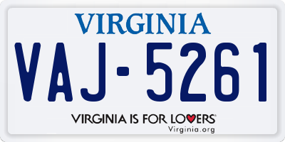 VA license plate VAJ5261