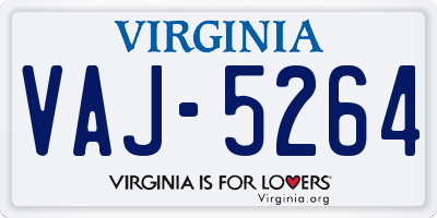 VA license plate VAJ5264