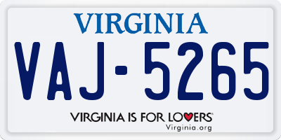 VA license plate VAJ5265