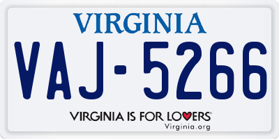 VA license plate VAJ5266