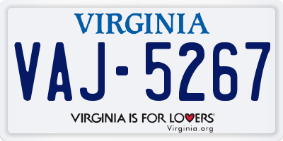 VA license plate VAJ5267