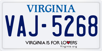 VA license plate VAJ5268