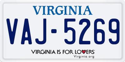VA license plate VAJ5269