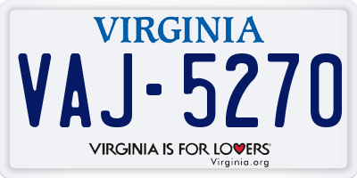 VA license plate VAJ5270