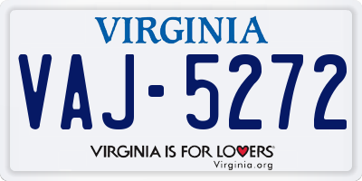 VA license plate VAJ5272