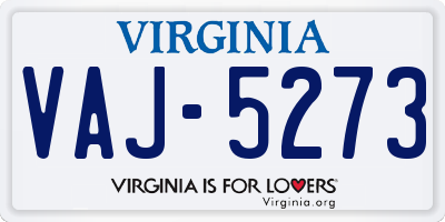 VA license plate VAJ5273