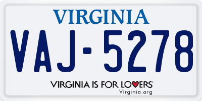 VA license plate VAJ5278