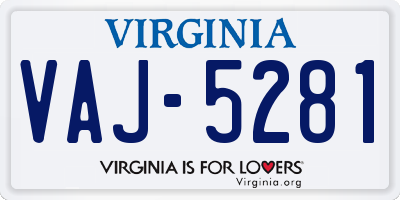 VA license plate VAJ5281