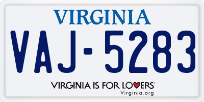 VA license plate VAJ5283