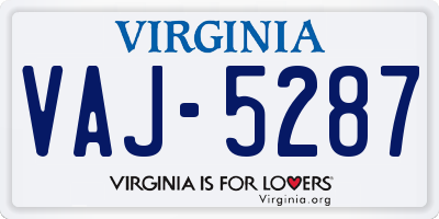 VA license plate VAJ5287
