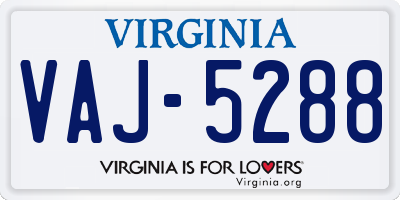 VA license plate VAJ5288