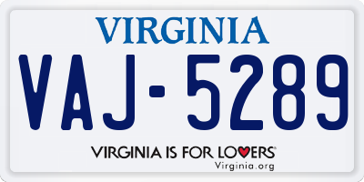 VA license plate VAJ5289