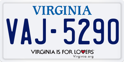 VA license plate VAJ5290