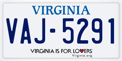 VA license plate VAJ5291
